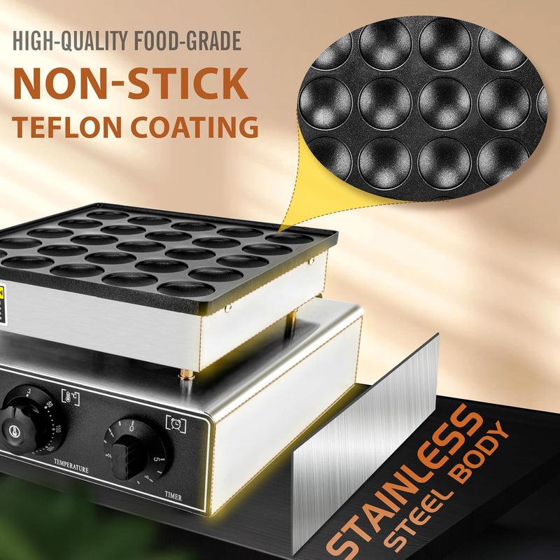 GDDGHS 25PCS Mini Pancakes Maker Machine, 110V 950W Electric Mini Pancake Maker Commercial Mini Dutch Pancake Maker, Non-stick Small Pancake Maker Mini hotcakes machine for Home Restaurant Business - Image 2